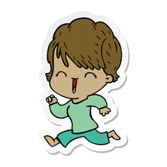sticker of a cartoon laughing woman