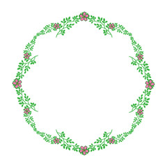 Vector illustration design artwork frame flower pink leaf green with greeting card template hand drawn