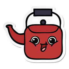 sticker of a cute cartoon kettle
