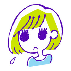 ためらう女の子のイラスト