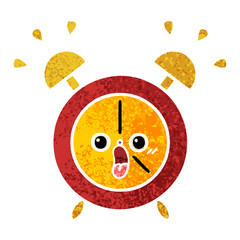retro illustration style cartoon alarm clock
