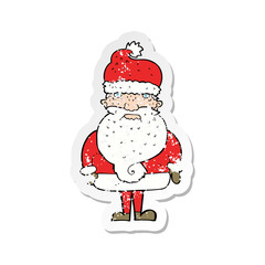 retro distressed sticker of a cartoon santa claus