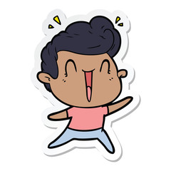 sticker of a cartoon excited man