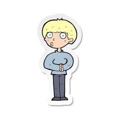 sticker of a cartoon curious man
