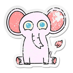 distressed sticker of a quirky hand drawn cartoon elephant