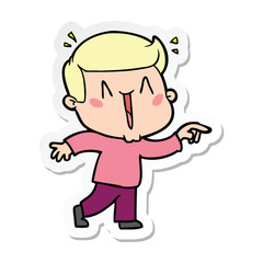 sticker of a cartoon excited man