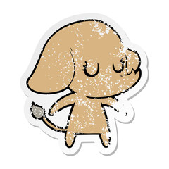 distressed sticker of a cute cartoon elephant