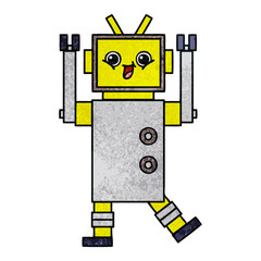 retro grunge texture cartoon robot