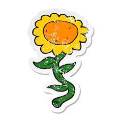 distressed sticker of a cartoon sunflower