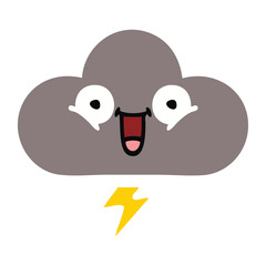 flat color retro cartoon storm cloud