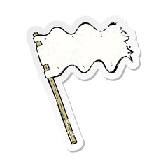 retro distressed sticker of a cartoon white flag