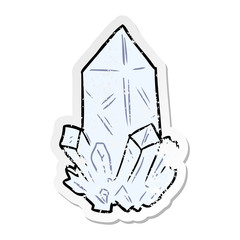 distressed sticker of a cartoon quartz crystal