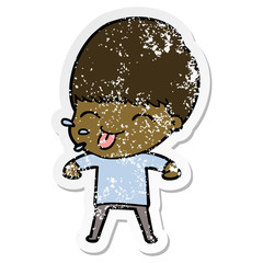 distressed sticker of a cartoon rude man