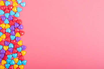 candy on pink background