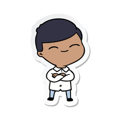 sticker of a cartoon smiling boy