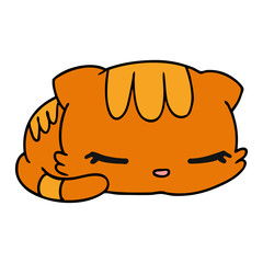 cartoon kawaii cute sleeping kitten