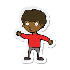 sticker of a cartoon happy boy