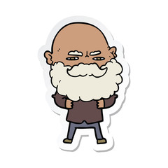 sticker of a cartoon man with beard frowning