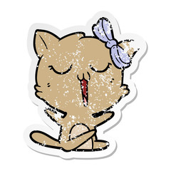 distressed sticker of a cartoon cat