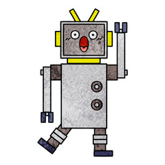 retro grunge texture cartoon robot