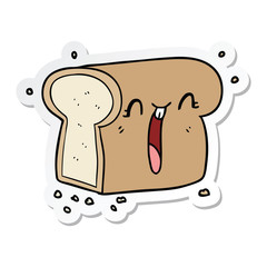 sticker of a cartoon laughing loaf of bread