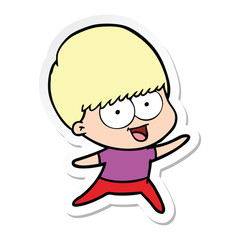 sticker of a happy cartoon boy
