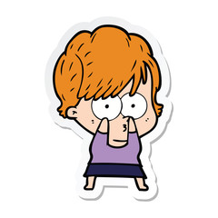 sticker of a cartoon woman