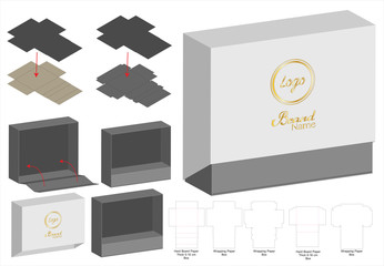 Box packaging die cut template design. 3d mock-up