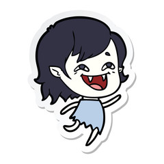 sticker of a cartoon laughing vampire girl