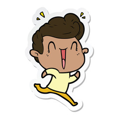 sticker of a cartoon excited man