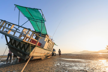 old fishing boat in the sea