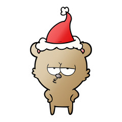 bored bear gradient cartoon of a wearing santa hat