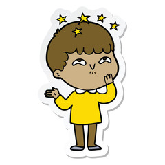 sticker of a cartoon amazed boy
