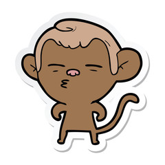 sticker of a cartoon suspicious monkey