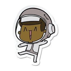 sticker of a dancing cartoon astronaut