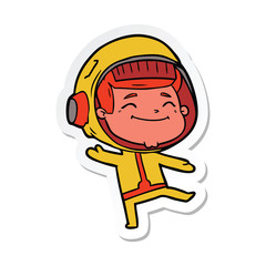 sticker of a happy cartoon astronaut