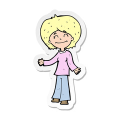sticker of a cartoon happy woman