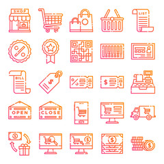 Retail icons pack. Isolated retail symbols collection. Graphic icons element