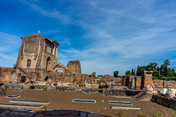 The ancient ruins at the Roman Forum, Palatine hill in Rome, Italy, Europe
