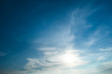 sun on blue sky and white cloud