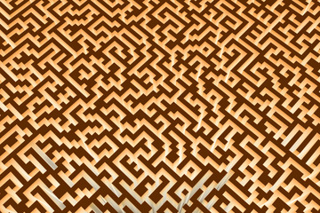 The texture of the three-dimensional model of the glowing maze, perspective view.