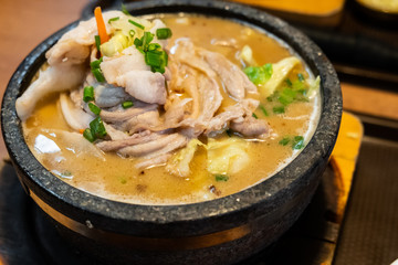 Japanese ramen with broth, noodles, meat, and vegetables. A tasty, warming, and popular meal.
