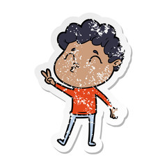 distressed sticker of a cartoon man pouting