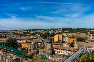 Naklejka premium The ancient ruins at the Roman Forum, Palatine hill in Rome