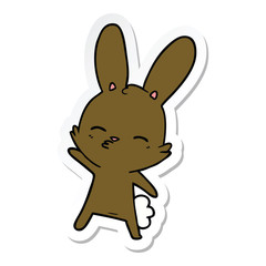 sticker of a curious bunny cartoon