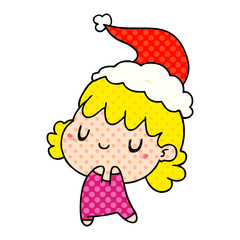 christmas cartoon of kawaii girl