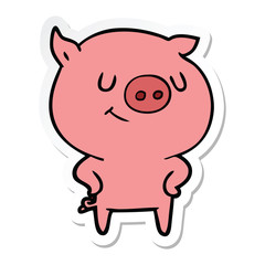 sticker of a happy cartoon pig