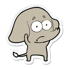 sticker of a cartoon unsure elephant