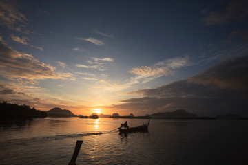 landscape with sunrise and mountains