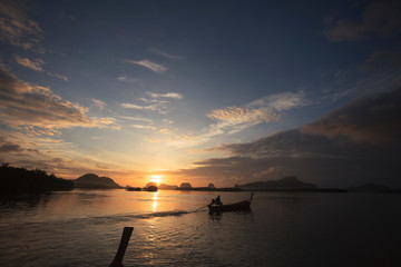 landscape with sunrise and mountains